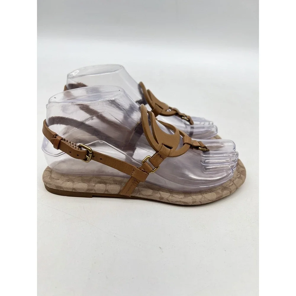 COACH WOMEN'S JERI LOGO MONOGRAMMED SIGNATURE SANDALS SADDLESTONE 5